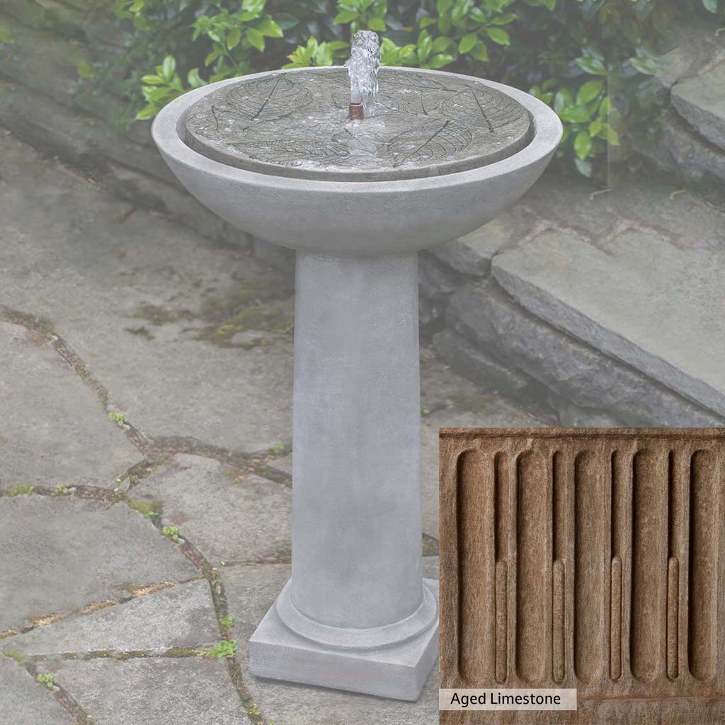 Campania International Hydrangea Leaves Birdbath Fountain